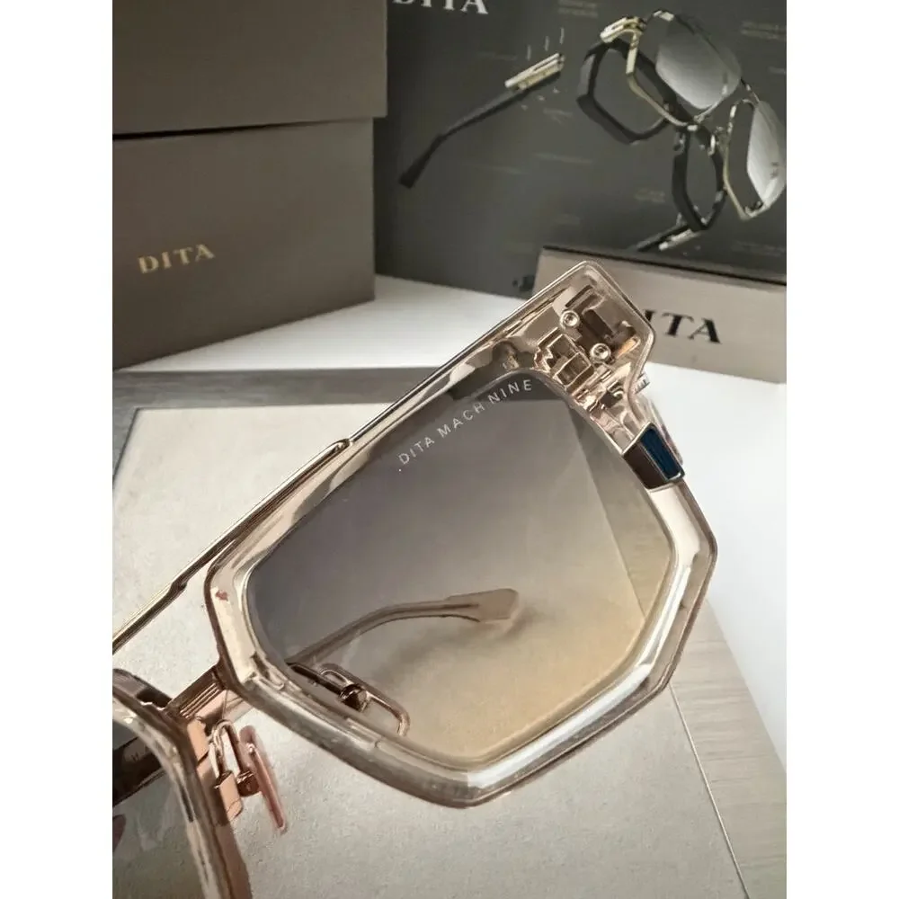 DITA MACH NINE DTS 478 02 Khaki Crystal Rose Gold Grey Sunglasses AUTHENTIC